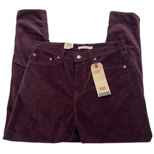 Levi's Wedgie Skinny Ankle Jeans‎ Women's 31 LARGE Dark Red Stretchy Soft Velour
